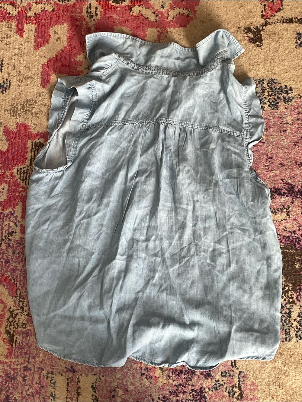 LOFT Light Blue Chambray Button-Front Top - Picture 2 of 3